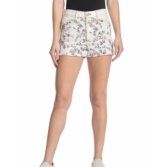 Rag & Bone NWT $185 Micro Floral Ellie Denim Shorts White Size 26 Made in USA - Picture 2 of 5